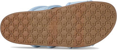 Sam Edelman Rowan Blue Breeze Leather Double Strap Open Toe Flat Slides Sandals