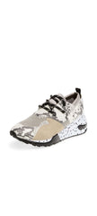 Steve Madden Cliff Chunky Sole Lace Up Platform Fashion Sneakers Natural Snake