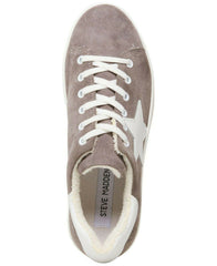 Steve Madden Candidate Round-Toe Lace-Up Flatform Sneakers Taupe Suede
