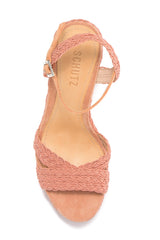 Schutz Hinata Nude Suede Wedge Platform Toasted Nut Nude Platform Wedge Sandal