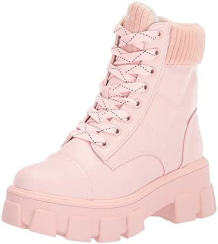 Circus by Sam Edelman Darren Ballet Pink Lace Up Round Toe Chunky Lug Sole Boots