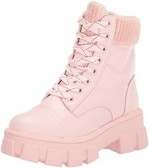 Circus by Sam Edelman Darren Ballet Pink Lace Up Round Toe Chunky Lug Sole Boots