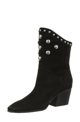 Sam Edelman Brie Black Leather Block Heeled Almond Toe Slip On Ankle Booties