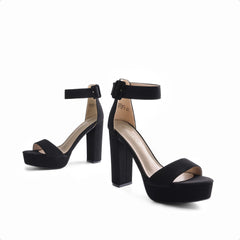 DREAM PAIRS Hi-Lo Black Suede Fashion High Heel Ankle Strap Platform Pumps Sandals