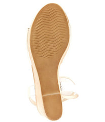 Steve Madden Welsh Gold Leather Ankle Strap Open Toe Platform Wedge Sandal