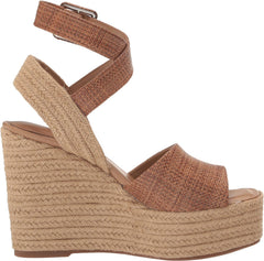Sam Edelman Vada Cuoio Ankle Strap Squared Open Toe Wedge Heeled Sandals