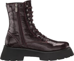 Circus By Sam Edelman Lolita Burgundy Patent Round Toe Chunky Heel Lace Up Boots