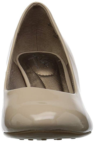LifeStride Women's Parigi Tender Taupe Patent Slip On Dress Pumps Kitten Heeled