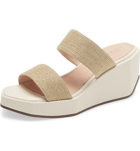Cecelia New York Baily Alabaster White Gold Platform Slides Sandals Band Mules