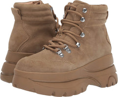 Steve Madden Husky Tan Suede Round-toe Platform Sneakers Ankle Boot