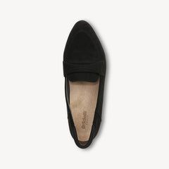Dr. Scholl's Emilia Black Microfiber Slip On Pointed Toe Classic Flat Loafers