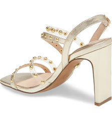 Cecelia New York Vanessa Gold Embellished Sandal Clear Open Toe High Pumps