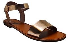 Breckelles Womens Ankle Strap One Band Comfort Flat Buckle Flats-Sandals