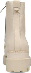 Sam Edelman Garret Modern Ivory Leather Lace Up Platform Combat Ankle Boots