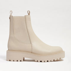 Sam Edelman Laguna Modern Ivory Leather Chelsea Rounded Toe Pull On Wide Boots