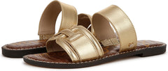 Sam Edelman Gabi Modern Ivory Double Strap Open Toe Slip On Flat Slides Sandals
