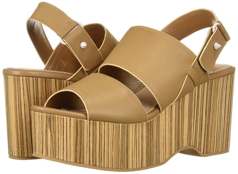 Kelsi Dagger Brooklyn Nash Tan Platform Mule Open Toe Heeled Dress Sandals