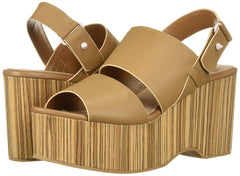 Kelsi Dagger Brooklyn Nash Tan Platform Mule Open Toe Heeled Dress Sandals