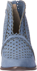 Cecelia New York Tate Indi Blue POinted Toe Cutout Western Bootie Pull On Boots