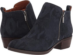 Lucky Brand Basel Dark Denim Blue Suede Low Cut Bootie Wide Width Ankle Bootie