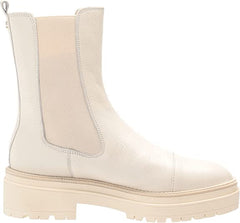 Sam Edelman Wellington Modern Ivory Block Heel Closed Toe Pull On Ankle Boots