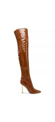 Steve Madden Vivee Cognac Patent Pointed Toe Stiletto Heel Over The Knee Boots