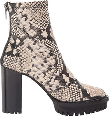 Vince Camuto Erettie Black White Snake Fashion Platform Block High Heel Booties