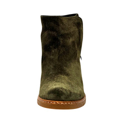 Eric Michael Margot Booties Green Suede Low Wedge Casual Comfort Ankle Booties