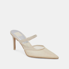 Dolce Vita Katik Ivory Mesh Pointed Toe Slip On Double Strap Stiletto Pumps