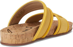 Sam Edelman Rowan Sunflower Leather Double Strap Open Toe Flat Slides Sandals