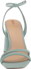 Sam Edelman Kia Tide Blue Squared Open Toe Ankle Strap Block Heeled Sandals