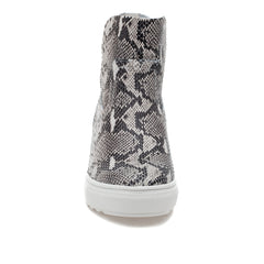 JSlides Women's POSH Hidden Wedge Round toe Platform Sneaker, OFF WHT/BLK EMB