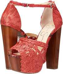 Jessica Simpson Dessie Platform Ankle Strap Heeled Sandals Coral OPen Toe Pump