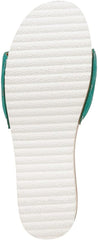 Dr. Scholl's Original Too Court Green Leather Slip On Open Toe Flats Sandals