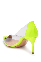 Schutz Garthy Slip-on Pointy Vinyl Pumps Clear Transparent Neon Yellow
