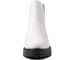 Sam Edelman Jalyn White Chunky Block Heel Embellished Closed Toe Pull On Boots