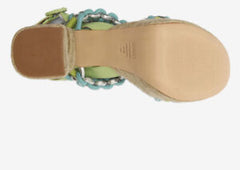 Schutz Juliet Plataform Lime Green Braided Buckled Strap Heel Platform Sandals