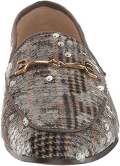 Sam Edelman Loraine Grey Tweed Multi Almond Toe Slip On Heeled Fashion Loafers