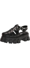 Steve Madden Echo Black Ankle Strap Chunky Platform Block Heel Fisherman Sandals