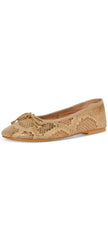 Steve Madden Blossoms Gold Snake Slip On Pointed Toe Bow Detail Ballet Flats