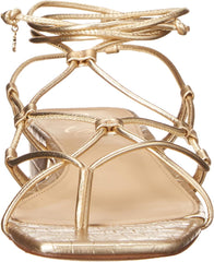 Sam Edelman Daffy Gold Leaf/Soft Silver Tie Up Squared Open Toe Heeled Sandals