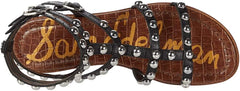 Sam Edelman Eavan Black Ankle Strap Studded Open Toe Gladiator Flats Sandals