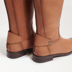 Sam Edelman Mikala 2 Whiskey Block Heel Rounded Toe Zip Leather Knee High Boots