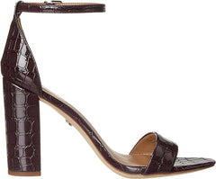 Sam Edelman Yaro Eggplant Ankle Strap Open Round Toe Block High Heel Wide Sandal