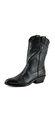 Steve Madden Laredo Black Leather Modern Western Cowboy Mid Calf Classic Boots