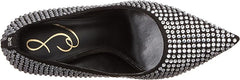 Sam Edelman Antonia Black Glitz Pointed Toe Slip On Spool Heel Fashion Pumps