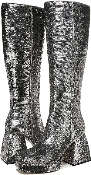 Circus By Sam Edelman Kylie Stardust Silver Square Toe Knee High Block Heel Boot