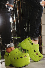 Cape Robbin Gardener Lime Platform Clogs Slippers Fashion Comfortable Shoes