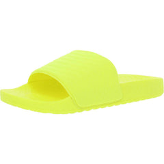 Steve Madden Poolside Open-Toe Single Toe-Strap Slide Flat Sandals Yellow Neon