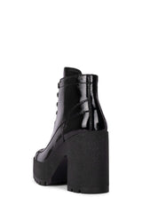Jeffrey Campbell Refresh Black Box Leather Platform Chunky Lace-Up Ankle Booties